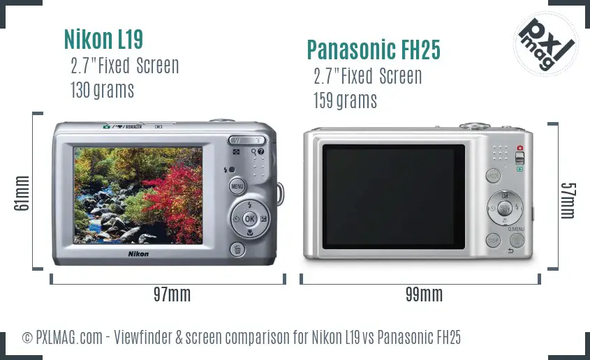 Nikon L19 vs Panasonic FH25 Screen and Viewfinder comparison