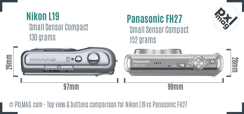 Nikon L19 vs Panasonic FH27 top view buttons comparison