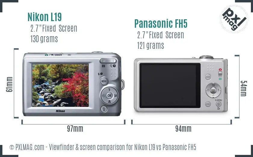 Nikon L19 vs Panasonic FH5 Screen and Viewfinder comparison