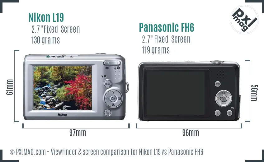 Nikon L19 vs Panasonic FH6 Screen and Viewfinder comparison