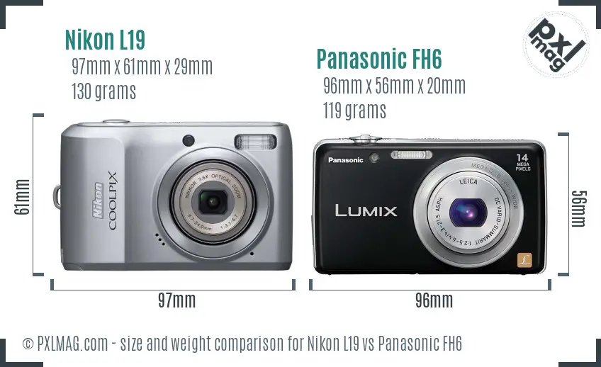 Nikon L19 vs Panasonic FH6 size comparison