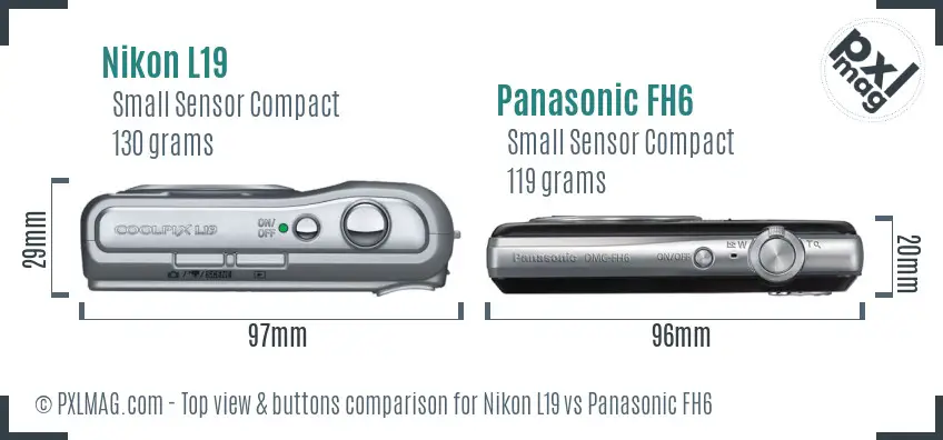 Nikon L19 vs Panasonic FH6 top view buttons comparison