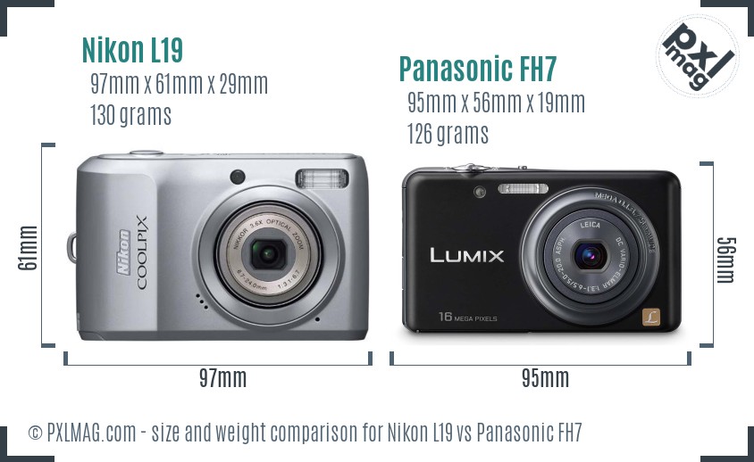 Nikon L19 vs Panasonic FH7 size comparison Nikon L19 vs Panasonic FH7 size comparison