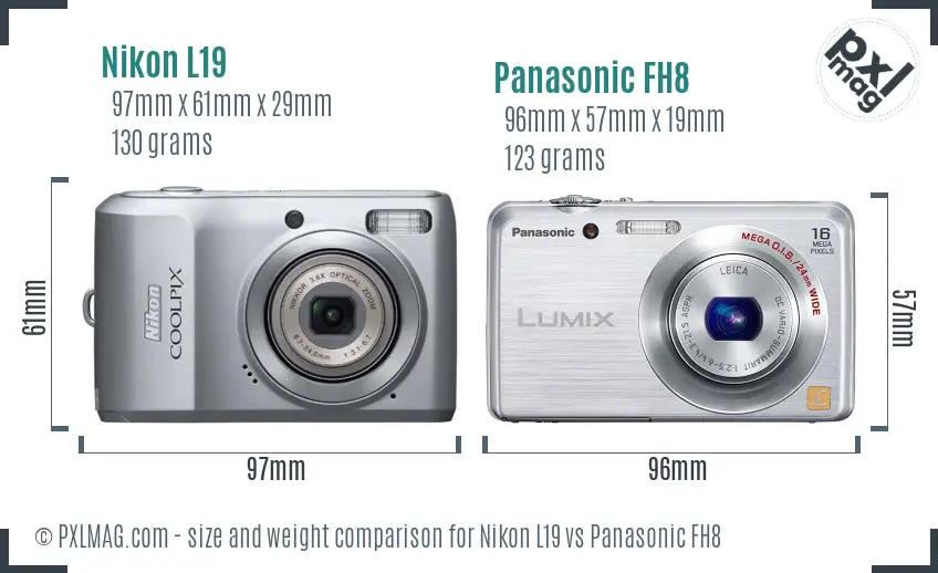 Nikon L19 vs Panasonic FH8 size comparison Nikon L19 vs Panasonic FH8 size comparison