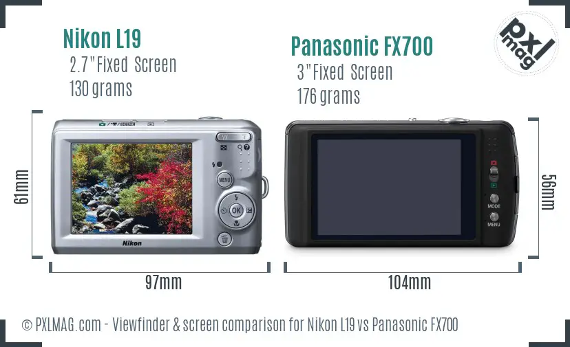 Nikon L19 vs Panasonic FX700 Screen and Viewfinder comparison Nikon L19 vs Panasonic FX700 Screen and Viewfinder comparison