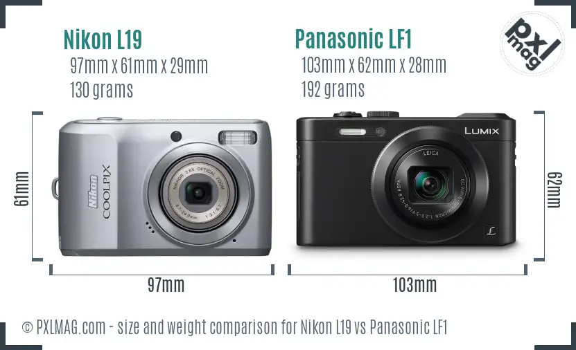 Nikon L19 vs Panasonic LF1 size comparison
