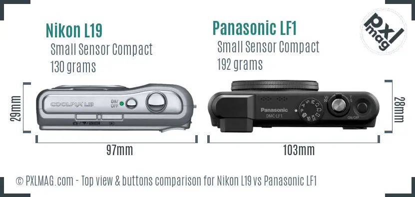 Nikon L19 vs Panasonic LF1 top view buttons comparison