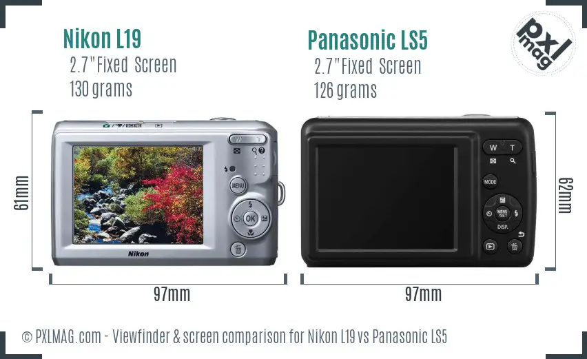 Nikon L19 vs Panasonic LS5 Screen and Viewfinder comparison