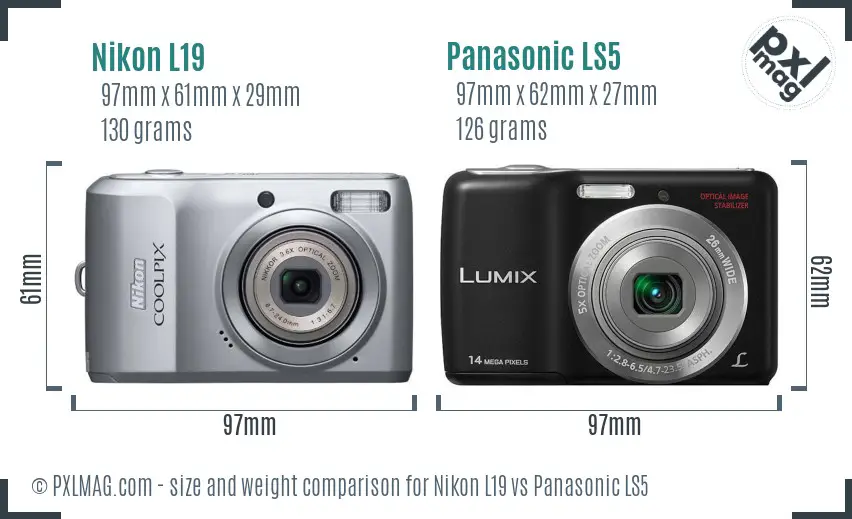 Nikon L19 vs Panasonic LS5 size comparison