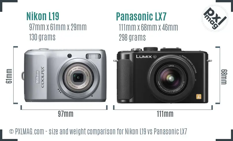 Nikon L19 vs Panasonic LX7 size comparison