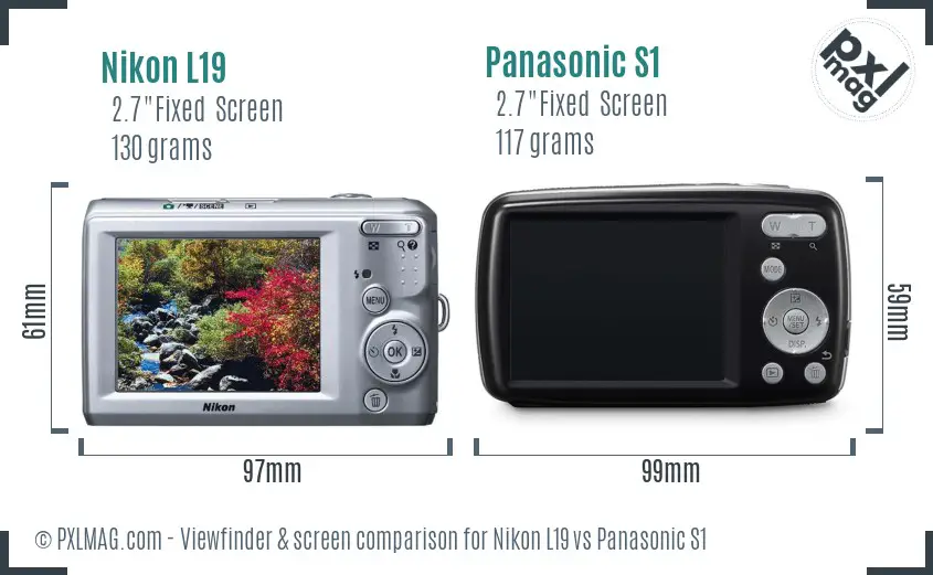 Nikon L19 vs Panasonic S1 Screen and Viewfinder comparison