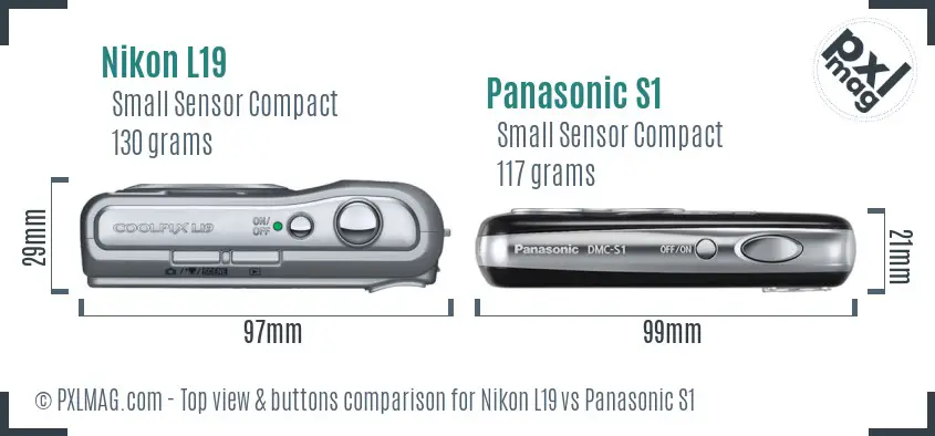 Nikon L19 vs Panasonic S1 top view buttons comparison