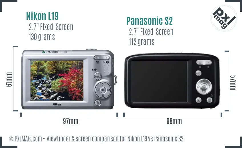 Nikon L19 vs Panasonic S2 Screen and Viewfinder comparison