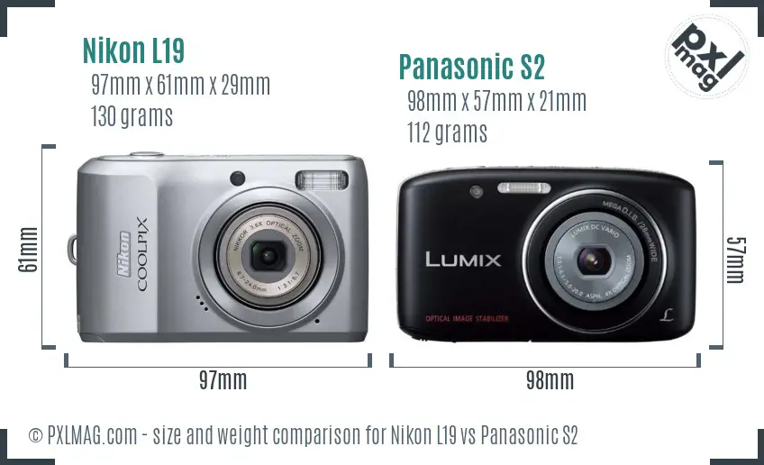 Nikon L19 vs Panasonic S2 size comparison