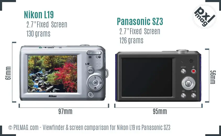 Nikon L19 vs Panasonic SZ3 Screen and Viewfinder comparison