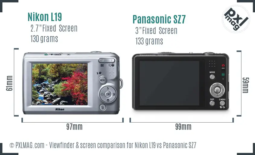 Nikon L19 vs Panasonic SZ7 Screen and Viewfinder comparison Nikon L19 vs Panasonic SZ7 Screen and Viewfinder comparison