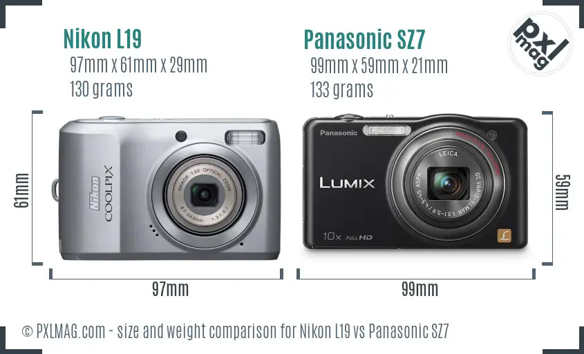 Nikon L19 vs Panasonic SZ7 size comparison Nikon L19 vs Panasonic SZ7 size comparison