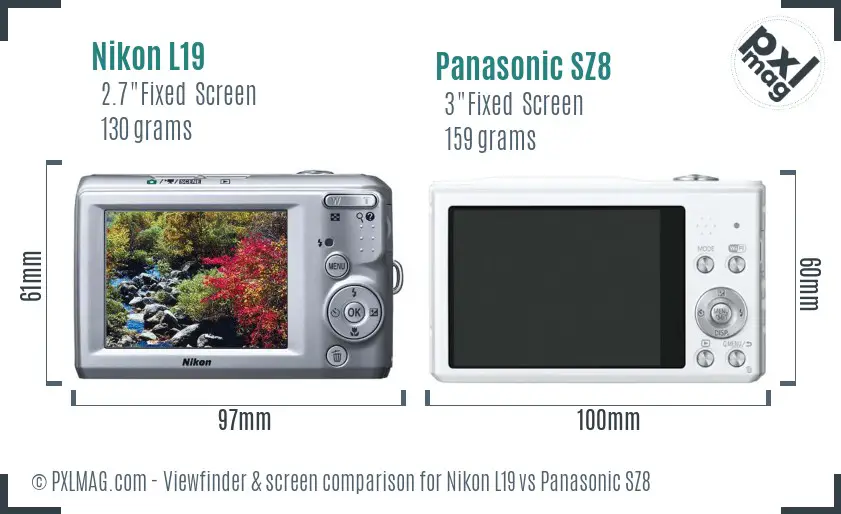 Nikon L19 vs Panasonic SZ8 Screen and Viewfinder comparison Nikon L19 vs Panasonic SZ8 Screen and Viewfinder comparison