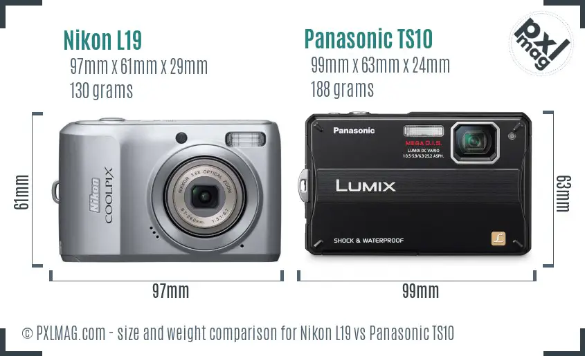 Nikon L19 vs Panasonic TS10 size comparison Nikon L19 vs Panasonic TS10 size comparison