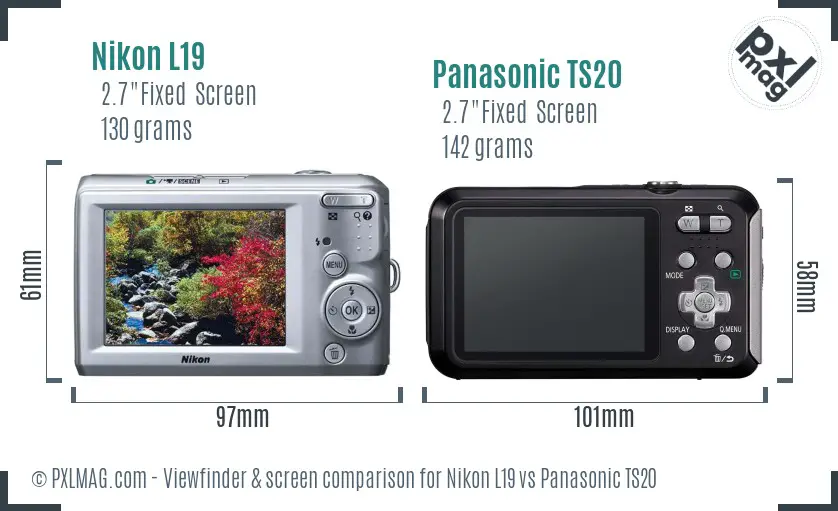 Nikon L19 vs Panasonic TS20 Screen and Viewfinder comparison