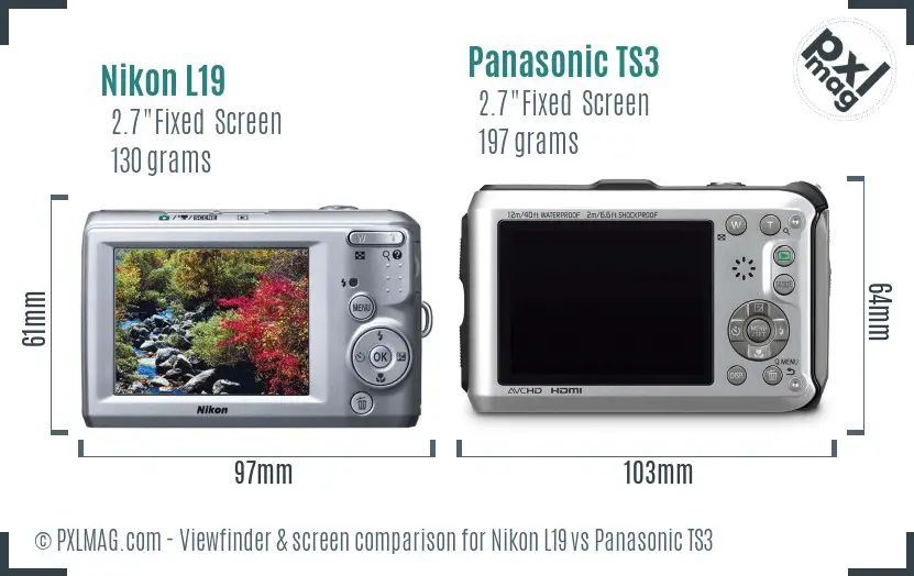 Nikon L19 vs Panasonic TS3 Screen and Viewfinder comparison