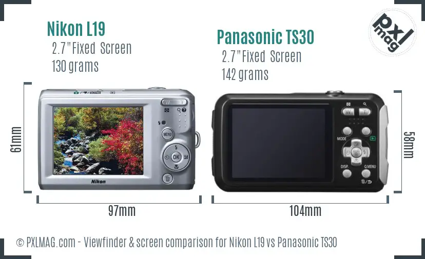 Nikon L19 vs Panasonic TS30 Screen and Viewfinder comparison