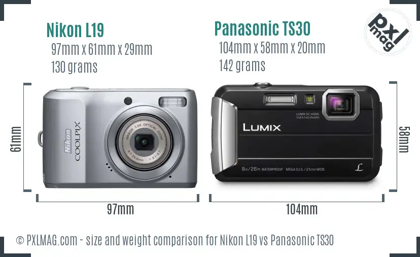 Nikon L19 vs Panasonic TS30 size comparison