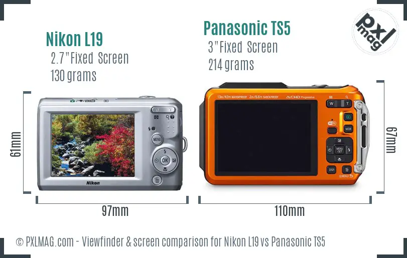 Nikon L19 vs Panasonic TS5 Screen and Viewfinder comparison