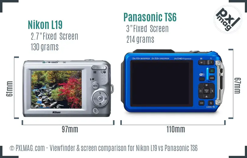 Nikon L19 vs Panasonic TS6 Screen and Viewfinder comparison