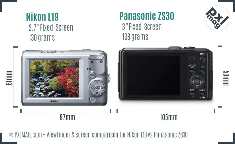 Nikon L19 vs Panasonic ZS30 Screen and Viewfinder comparison Nikon L19 vs Panasonic ZS30 Screen and Viewfinder comparison