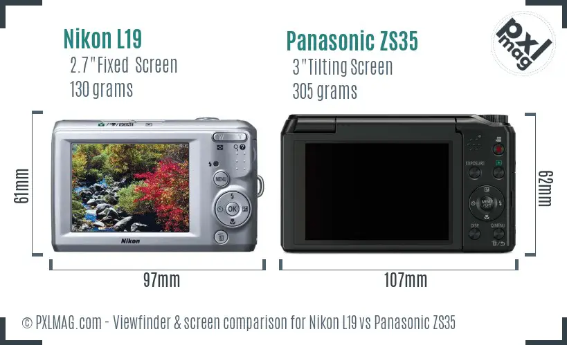 Nikon L19 vs Panasonic ZS35 Screen and Viewfinder comparison Nikon L19 vs Panasonic ZS35 Screen and Viewfinder comparison