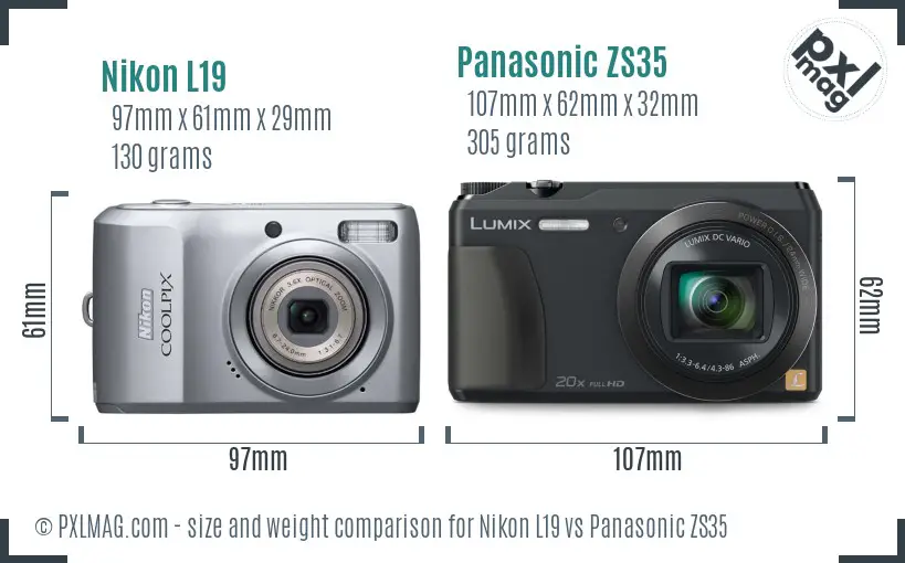 Nikon L19 vs Panasonic ZS35 size comparison Nikon L19 vs Panasonic ZS35 size comparison