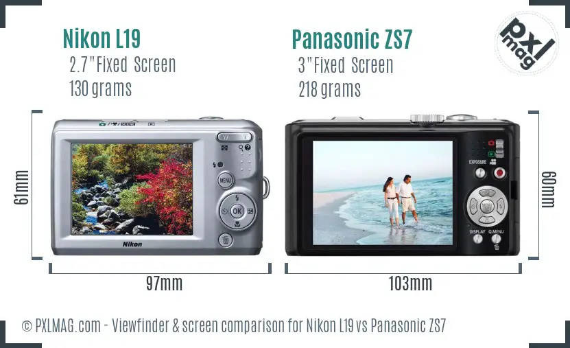 Nikon L19 vs Panasonic ZS7 Screen and Viewfinder comparison