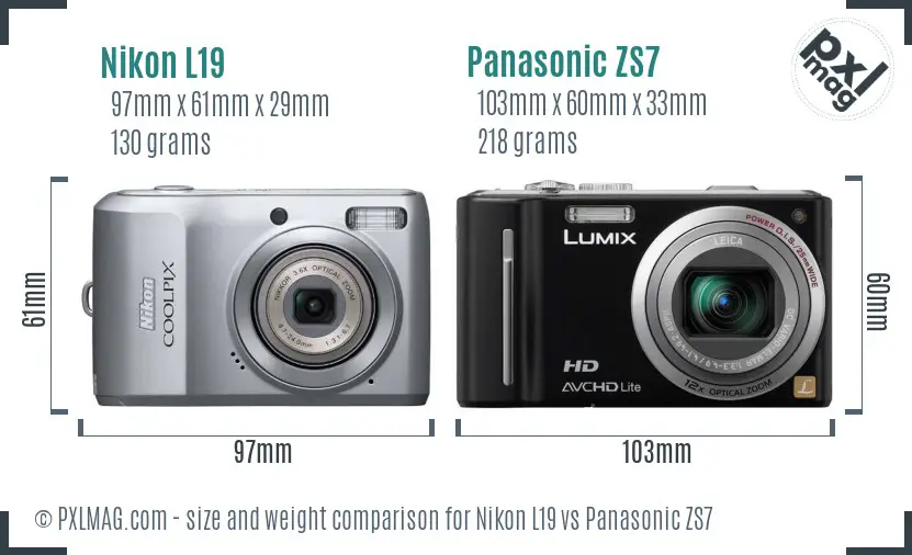 Nikon L19 vs Panasonic ZS7 size comparison