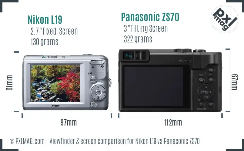 Nikon L19 vs Panasonic ZS70 Screen and Viewfinder comparison