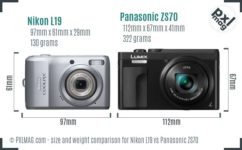 Nikon L19 vs Panasonic ZS70 size comparison