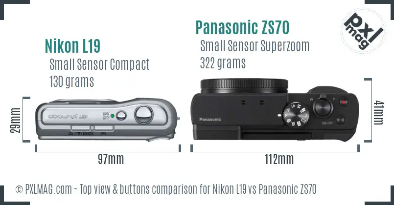 Nikon L19 vs Panasonic ZS70 top view buttons comparison