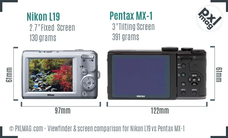 Nikon L19 vs Pentax MX-1 Screen and Viewfinder comparison