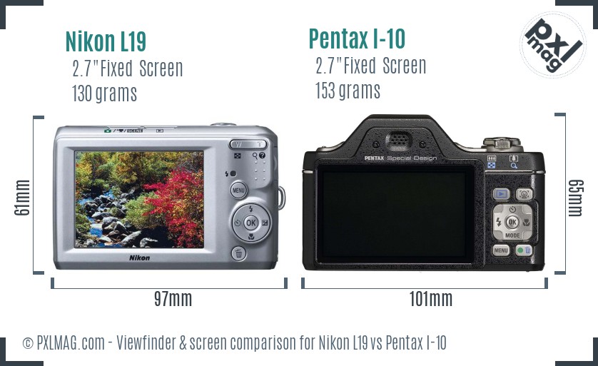 Nikon L19 vs Pentax I-10 Screen and Viewfinder comparison