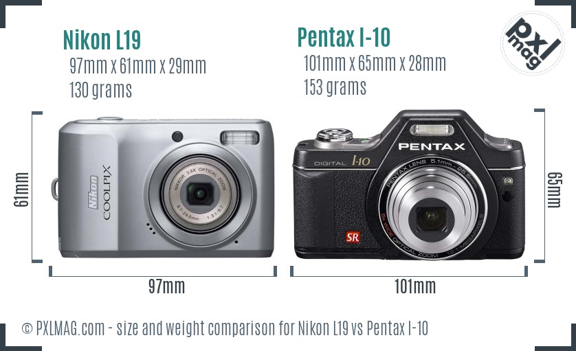 Nikon L19 vs Pentax I-10 size comparison