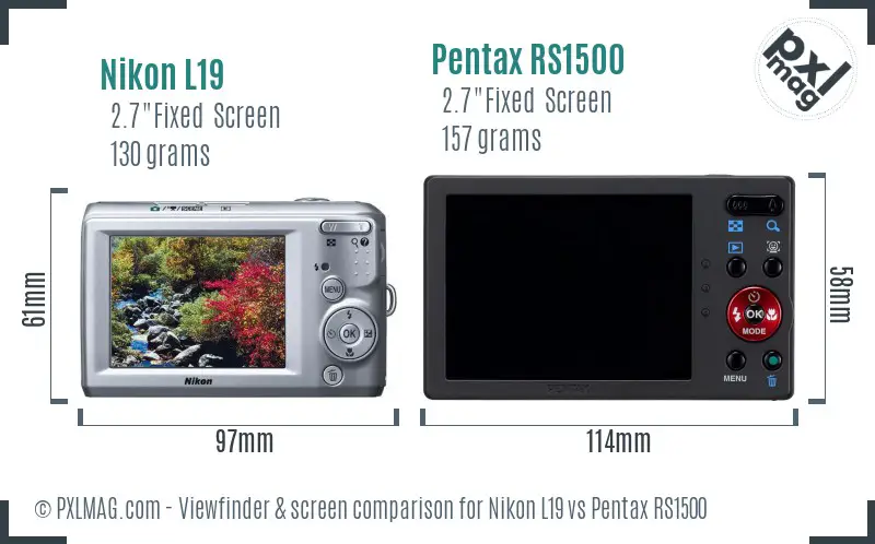 Nikon L19 vs Pentax RS1500 Screen and Viewfinder comparison Nikon L19 vs Pentax RS1500 Screen and Viewfinder comparison