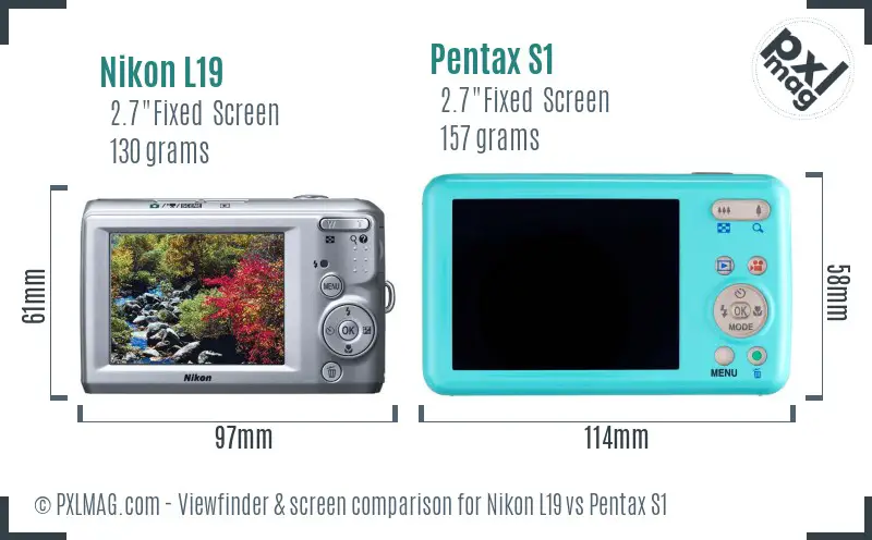 Nikon L19 vs Pentax S1 Screen and Viewfinder comparison