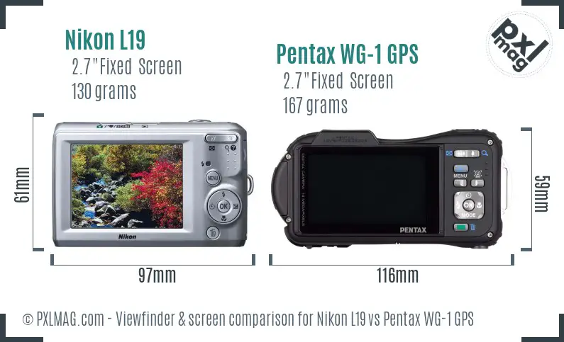Nikon L19 vs Pentax WG-1 GPS Screen and Viewfinder comparison
