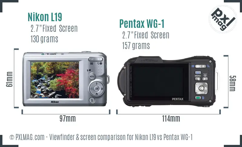 Nikon L19 vs Pentax WG-1 Screen and Viewfinder comparison