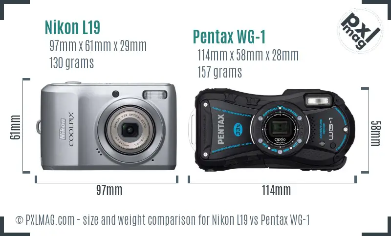 Nikon L19 vs Pentax WG-1 size comparison