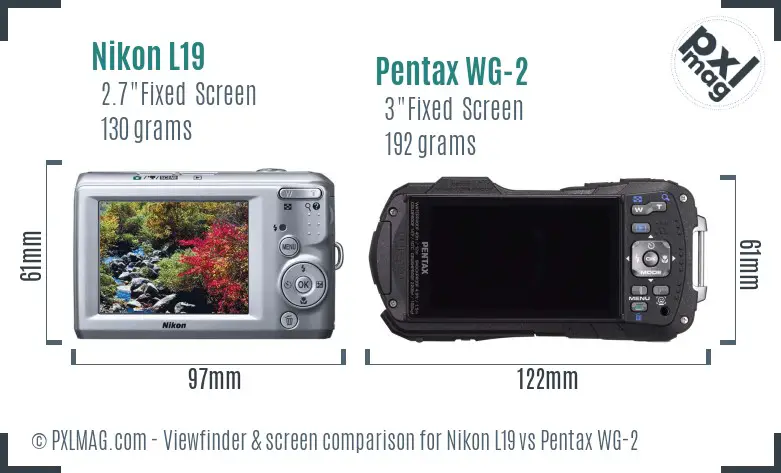 Nikon L19 vs Pentax WG-2 Screen and Viewfinder comparison