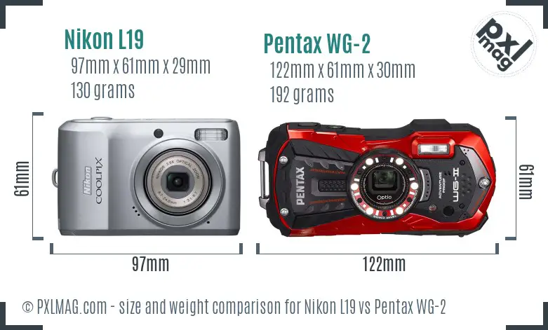 Nikon L19 vs Pentax WG-2 size comparison