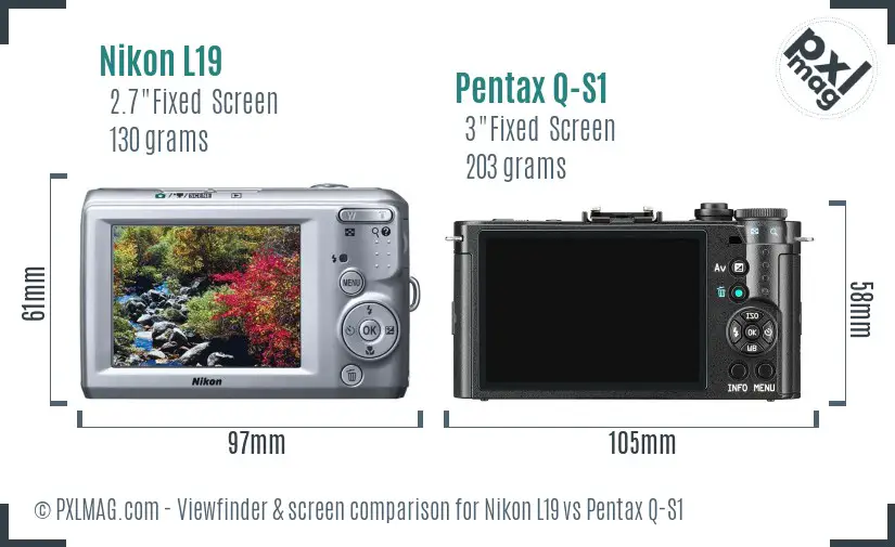 Nikon L19 vs Pentax Q-S1 Screen and Viewfinder comparison
