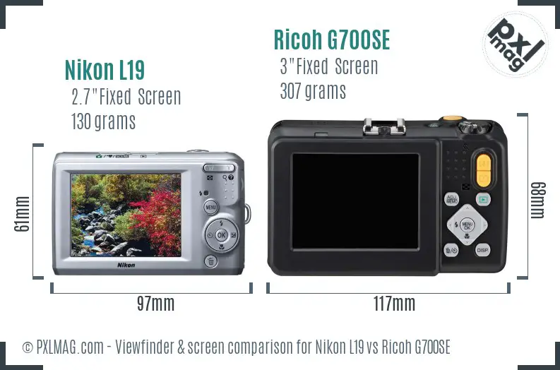 Nikon L19 vs Ricoh G700SE Screen and Viewfinder comparison