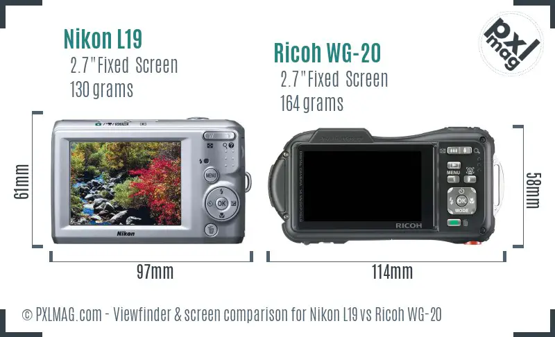 Nikon L19 vs Ricoh WG-20 Screen and Viewfinder comparison